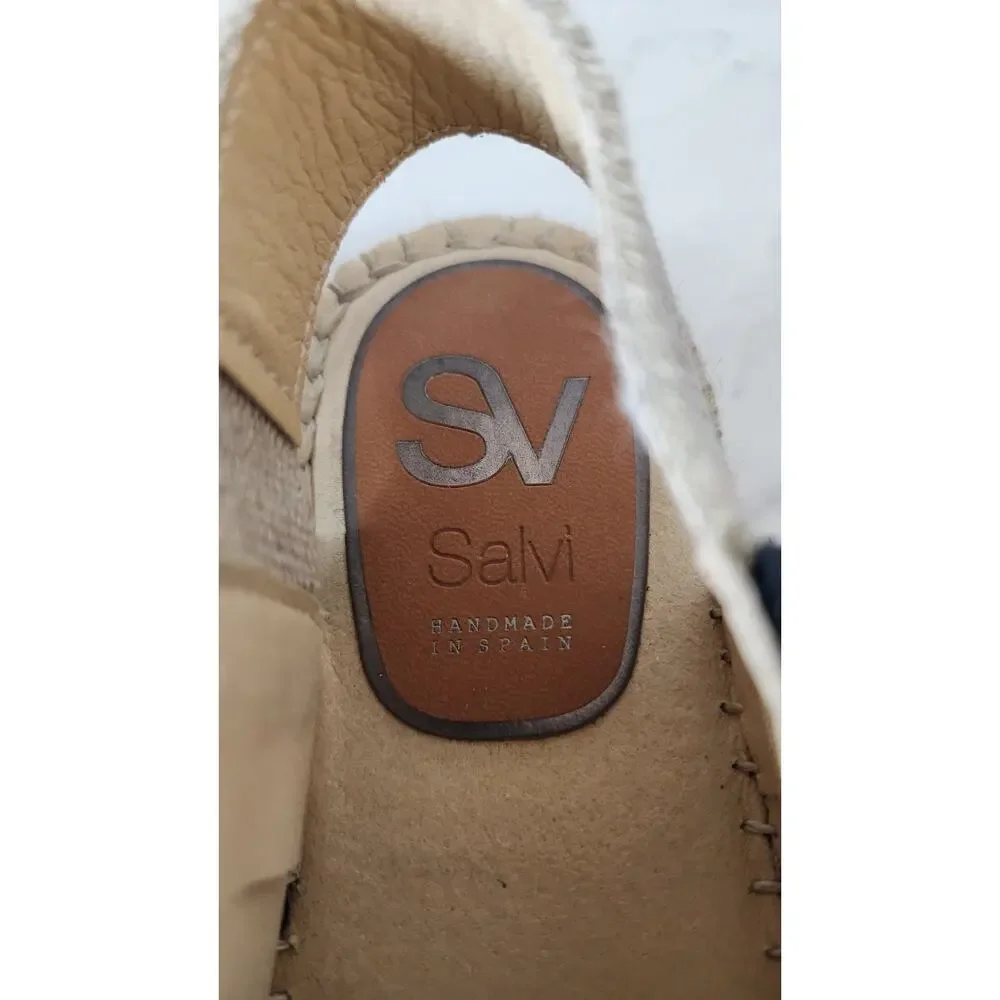 Salvi Handmade In Spain Sling Back Leather Suede Espadrille Shoes 39 EU/US 8.5